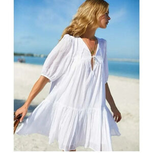 Emerson Fry India Collection Isla Dress - White Organic Cotton - Size M/L